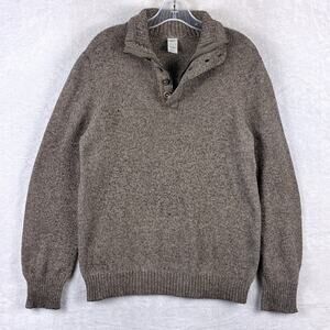 VTG Y2K Gap 1/4 Zip Alpaca Blend Sweater Men S Brown Metal Button Preppy Classic